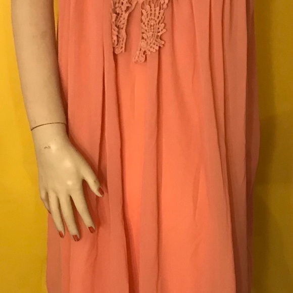 Halloween Orange Vintage Chiffon & Lace Midi Dress - Picture 3 of 10